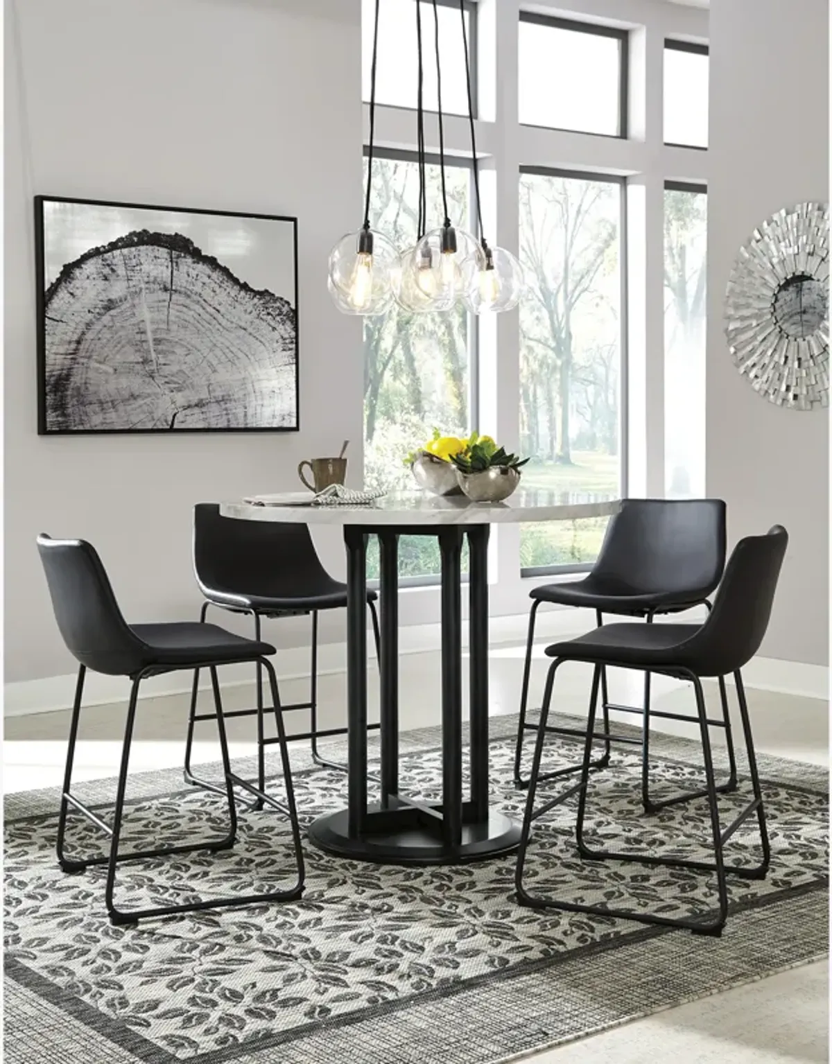 Centiar 5 Piece Dining Set (Table with 4 Brown Stools)