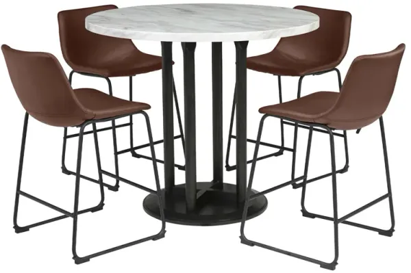 Centiar 5 Piece Dining Set (Table with 4 Brown Stools)