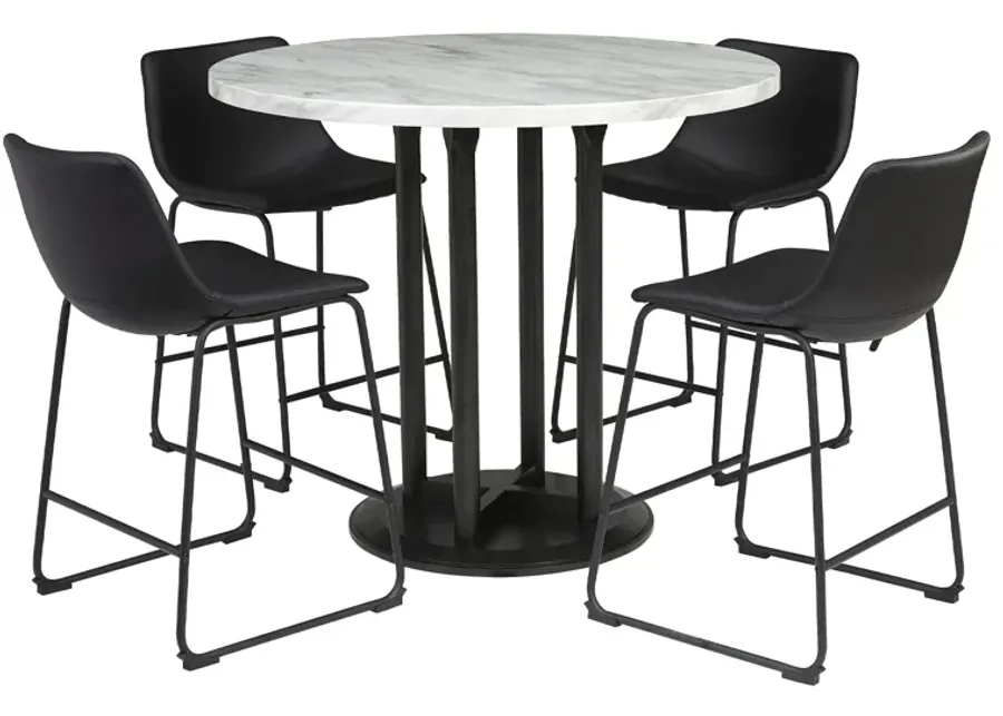 Centiar 5 Piece Dining Set (Table with 4 Brown Stools)