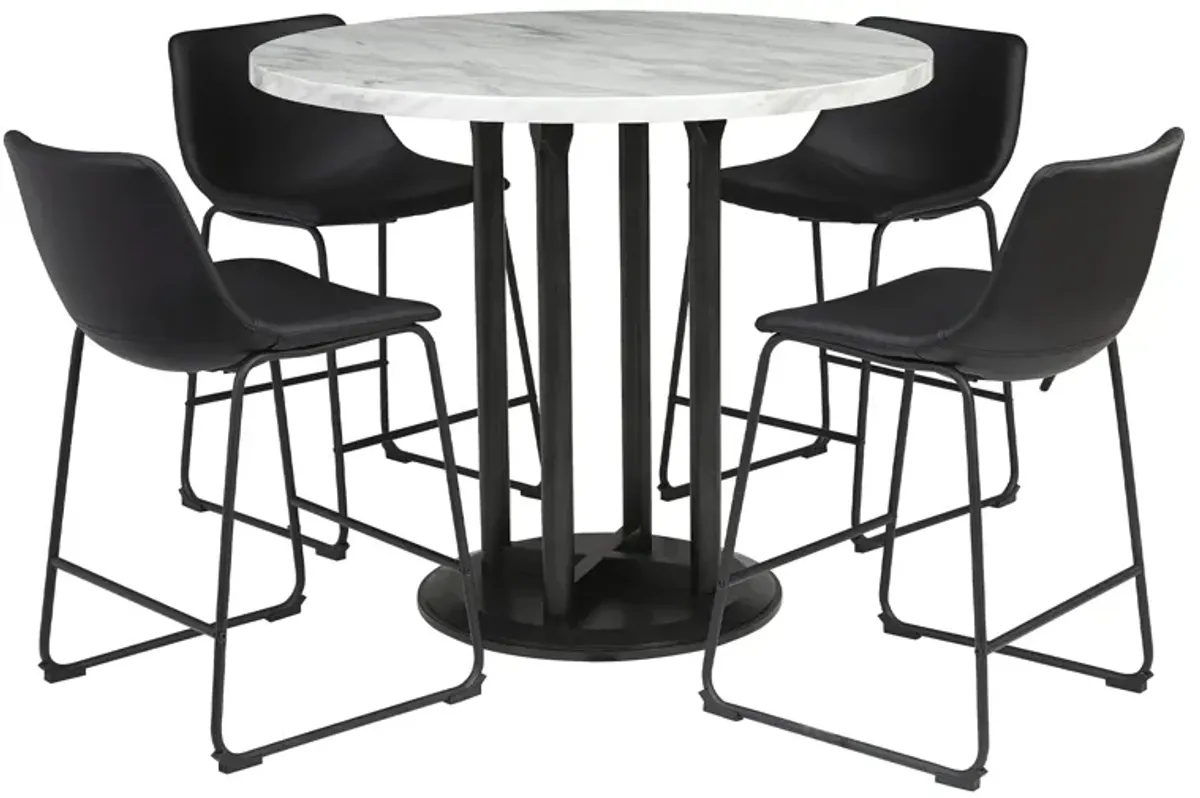 Centiar 5 Piece Dining Set (Table with 4 Brown Stools)