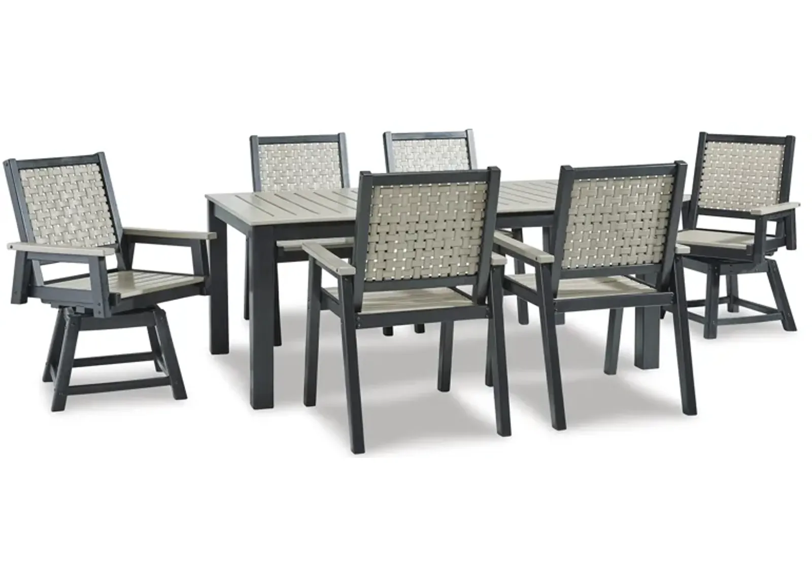 Mount Valley 7 Piece Dining Set (Table with 4 Arm Chairs and 2 Swivel Chairs)