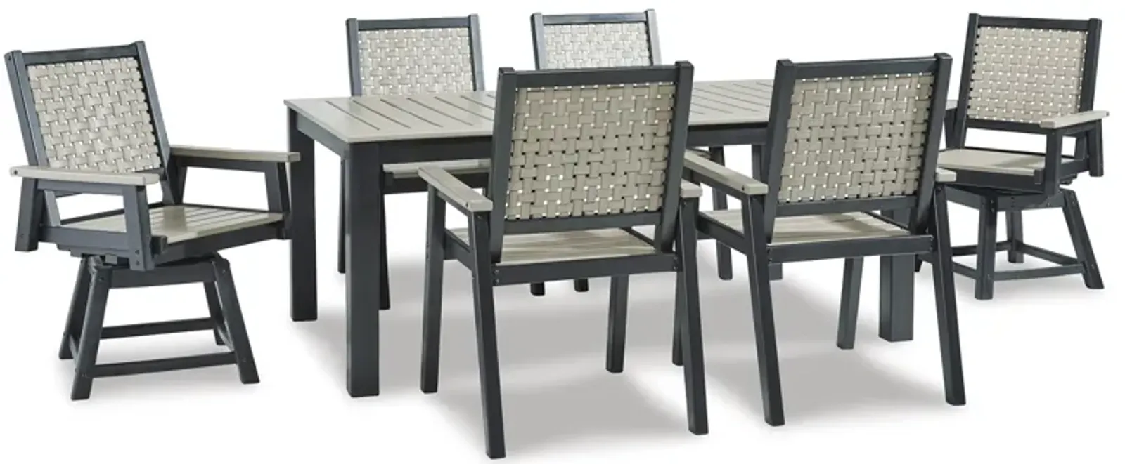 Mount Valley 7 Piece Dining Set (Table with 4 Arm Chairs and 2 Swivel Chairs)