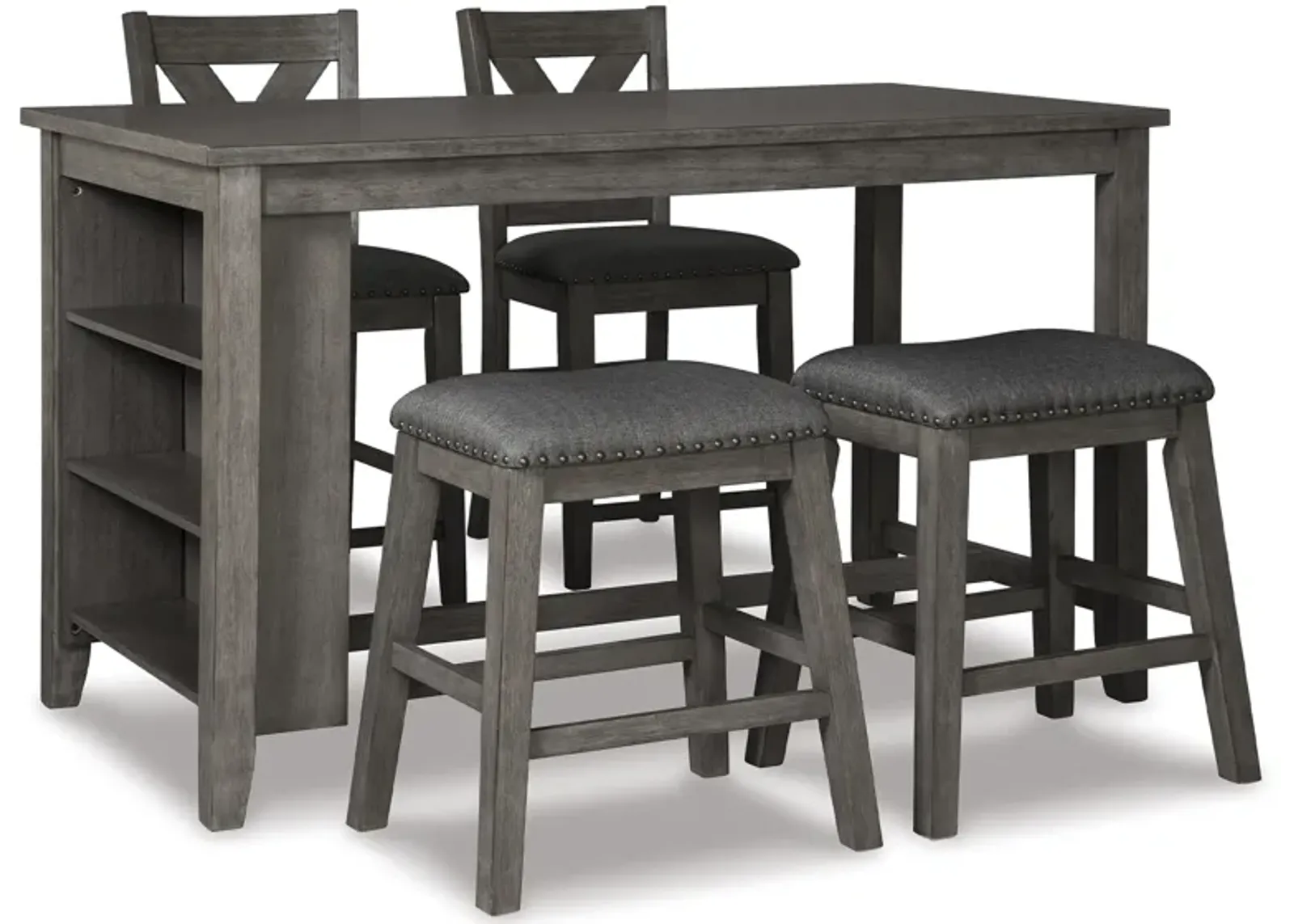 Caitbrook 4 Piece Dinette Set (Table with 2 Counter Stools and 2 Backless Stools)