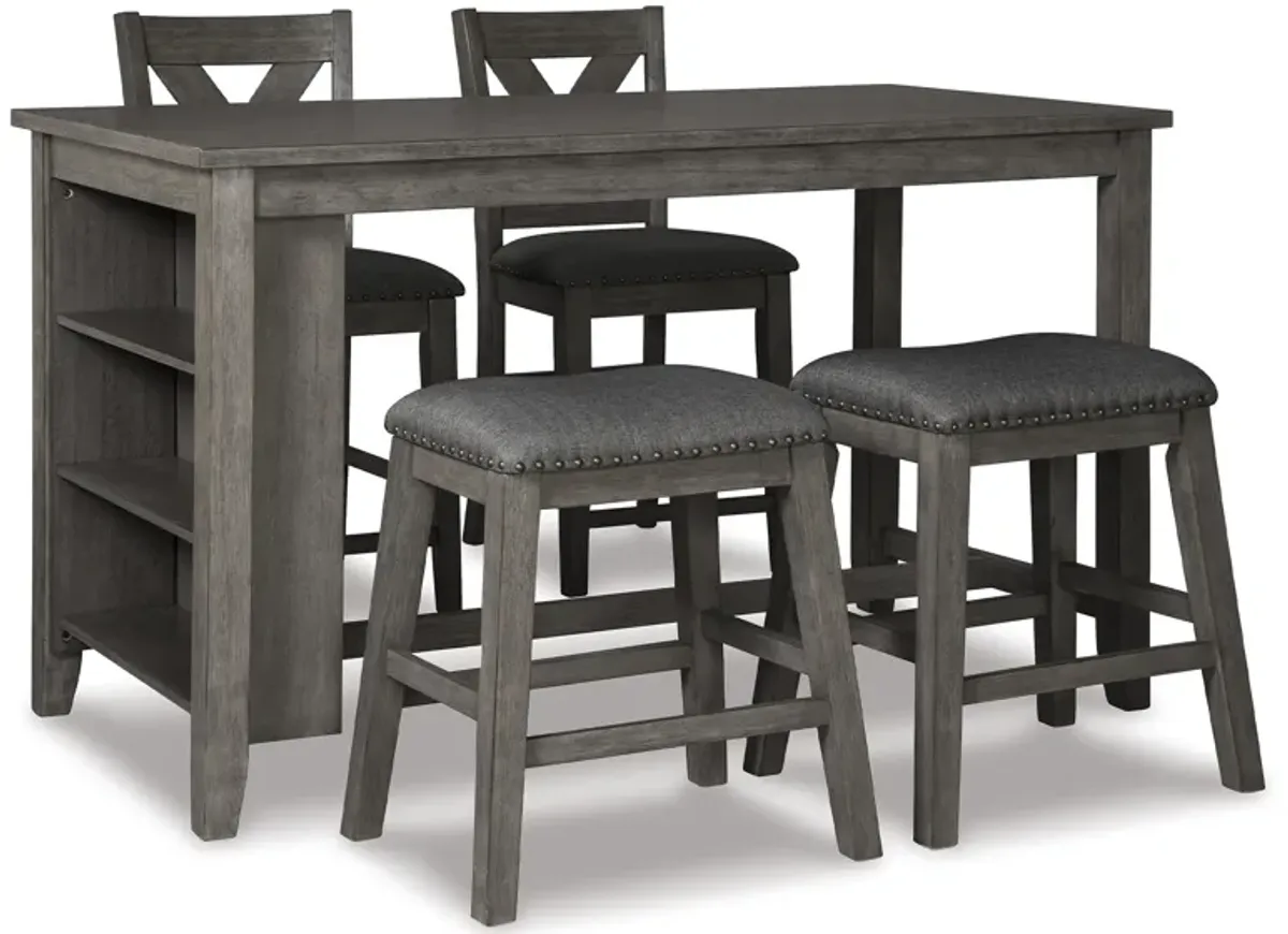 Caitbrook 4 Piece Dinette Set (Table with 2 Counter Stools and 2 Backless Stools)