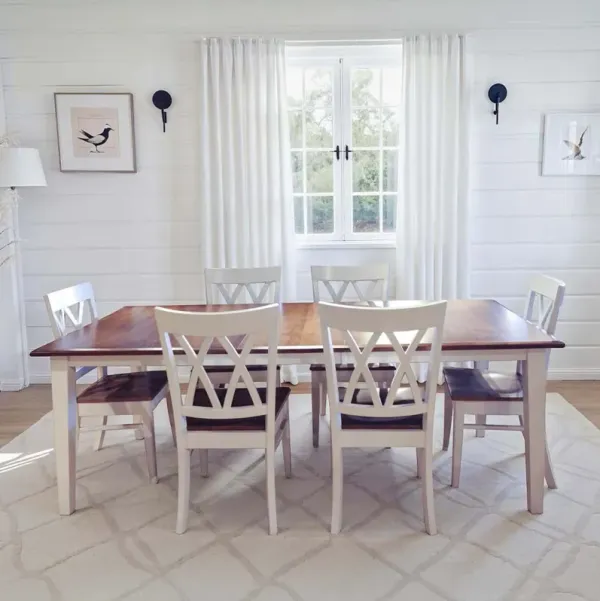 Sandstone/White 7 Piece Dining Set (Rectangular Table with 6 Side Chairs)