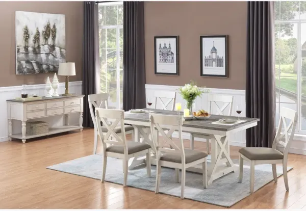 Bar Harbor White 7 Piece Dining Set (Trestle Table with 6 Side Chairs)