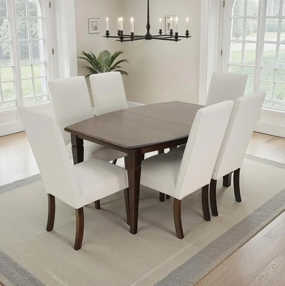 Maple Earthtone 7 Piece Dining Set (Table with 6 Parson Chairs)