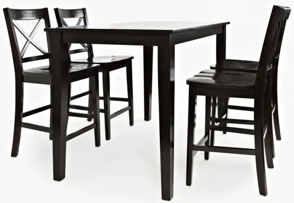 Simplicity Espresso 5 Piece Counter Set (Counter Table with 4 Counter Stools)