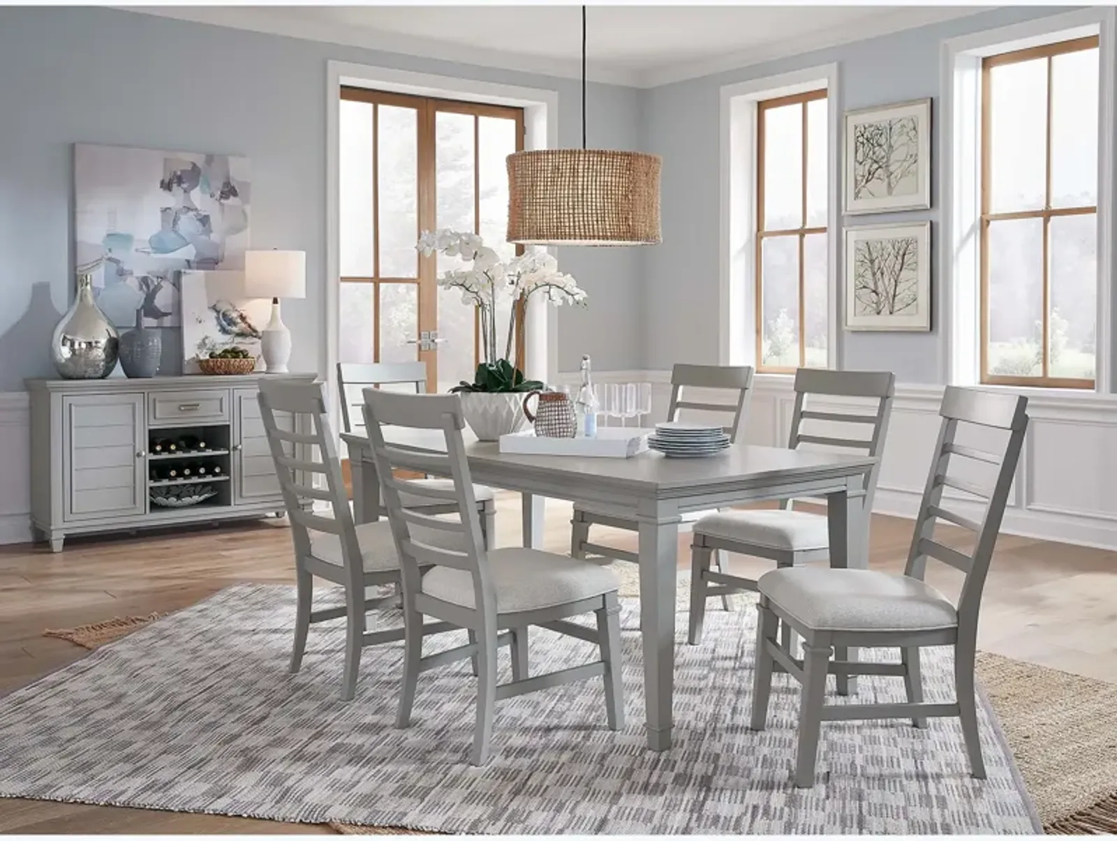 Charleston Gray 7 Piece Dining Set (Table with 6 Side Chairs)