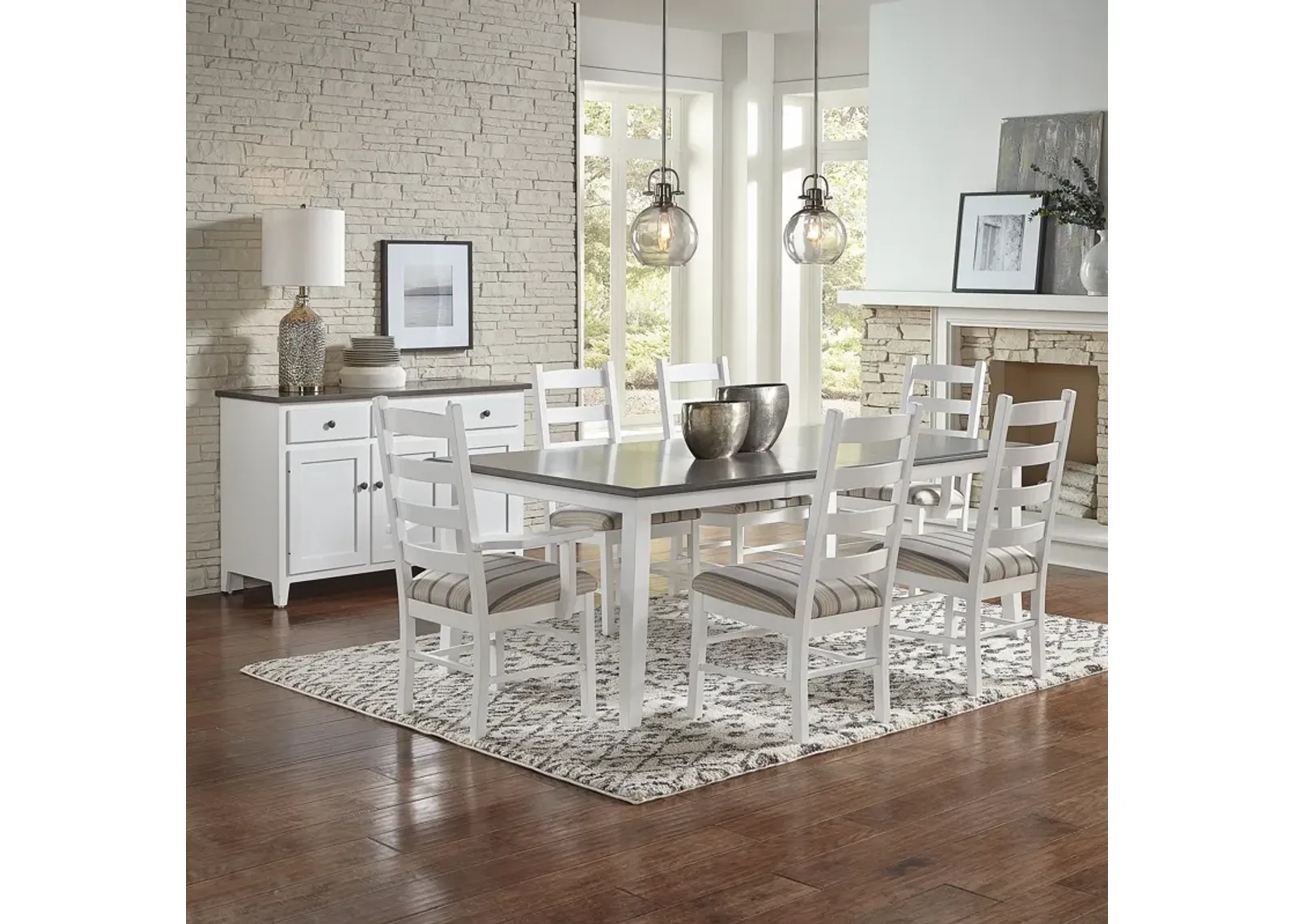 Cottage 7 Piece Dining Room Set (Table with 4 Side Chairs and 2 Arm Chairs)