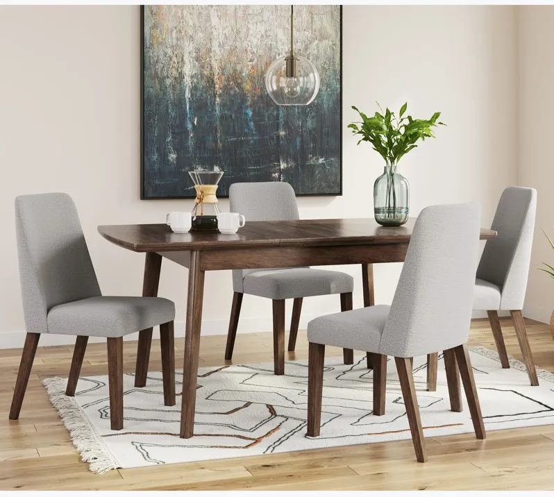 Lyncott 5 Piece Dining Set (Rectangular Table with 4 Grey Side Chairs)