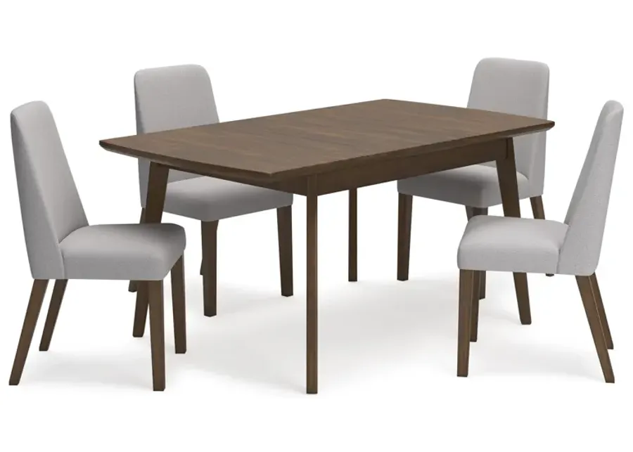 Lyncott 5 Piece Dining Set (Rectangular Table with 4 Grey Side Chairs)