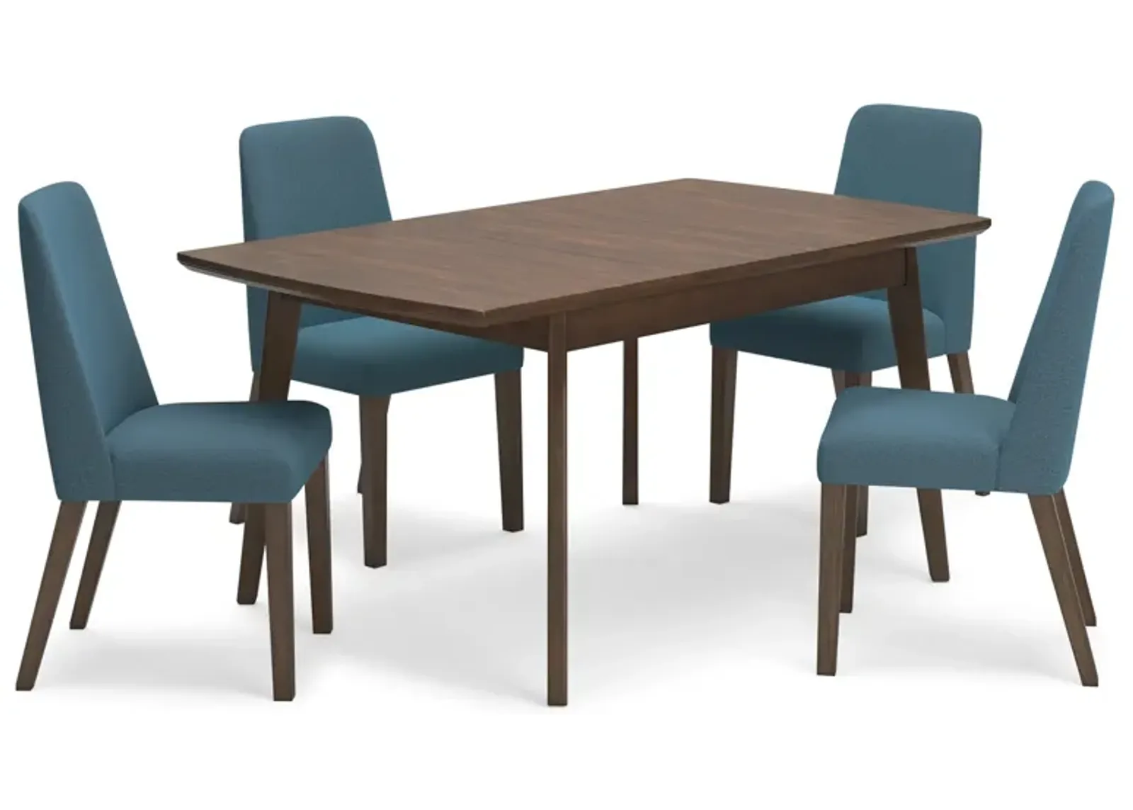 Lyncott 5 Piece Dining Set (Rectangular Table with 4 Blue Side Chairs)