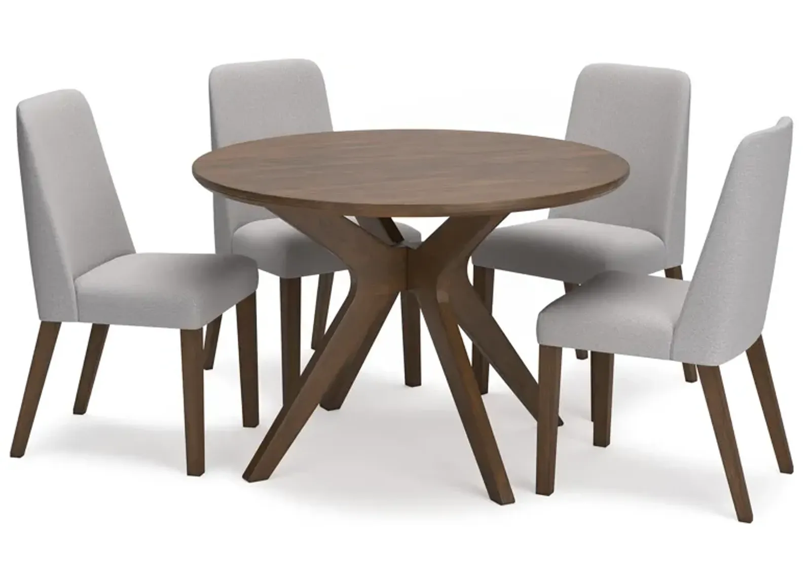 Lyncott 5 Piece Round Dining Set (Table with 4 Grey Side Chairs)