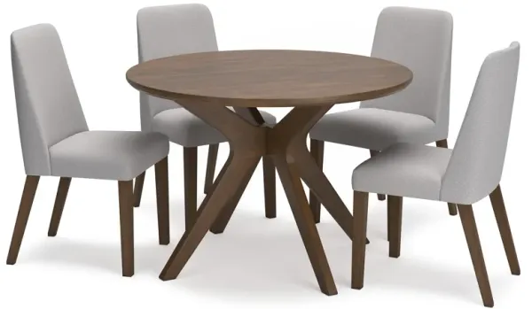 Lyncott 5 Piece Round Dining Set (Table with 4 Grey Side Chairs)