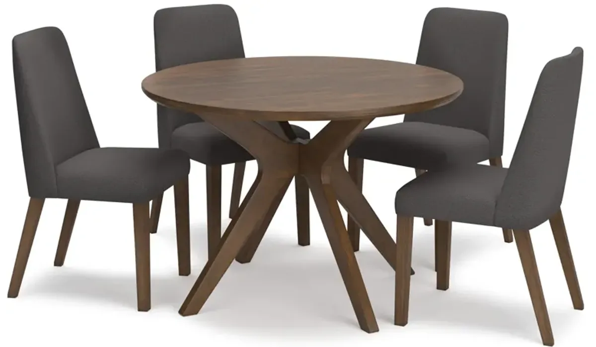 Lyncott 5 Piece Round Dining Set (Table with 4 Charcoal Side Chairs)