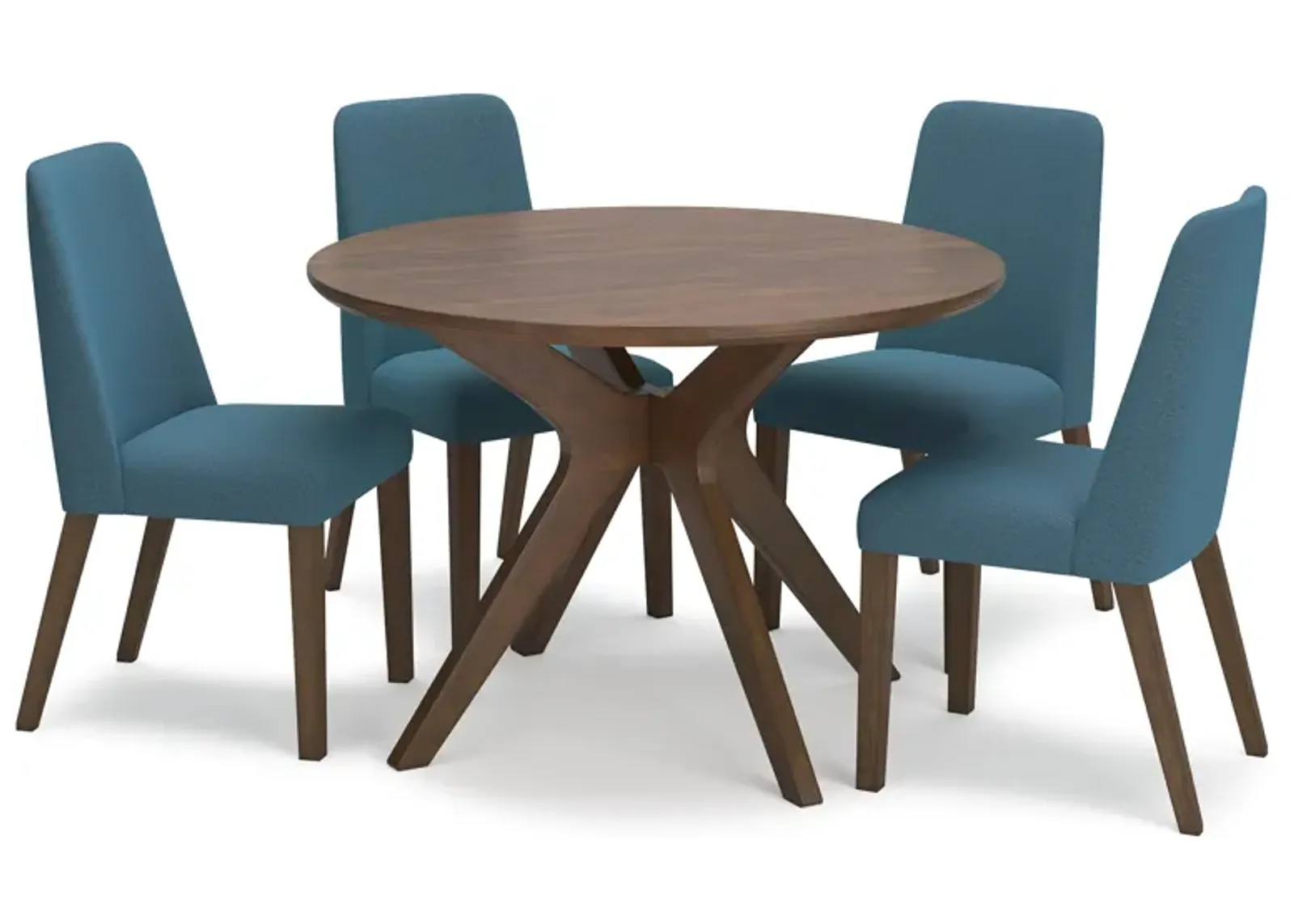 Lyncott 5 Piece Round Dining Set (Table with 4 Blue Side Chairs)