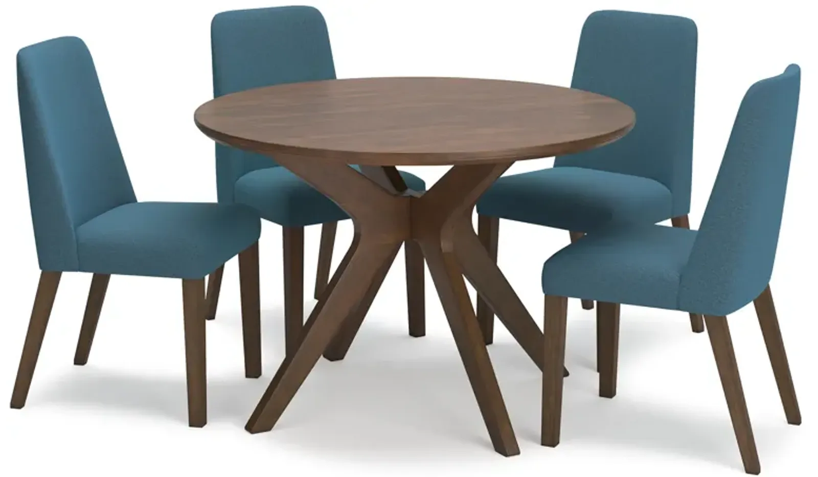 Lyncott 5 Piece Round Dining Set (Table with 4 Blue Side Chairs)