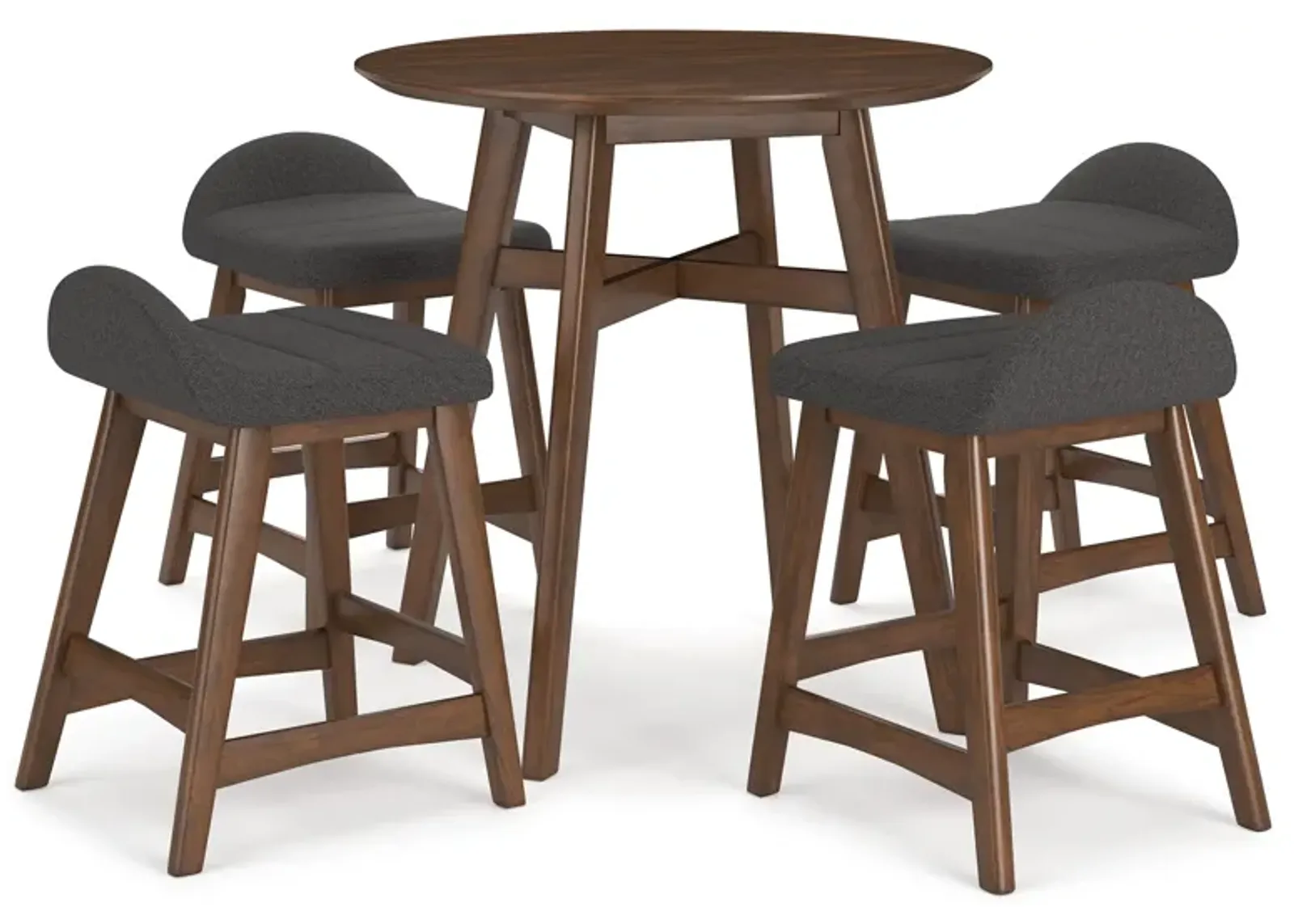 Lyncott 5 Piece Counter Set (Table with 4 Charcoal Stools)