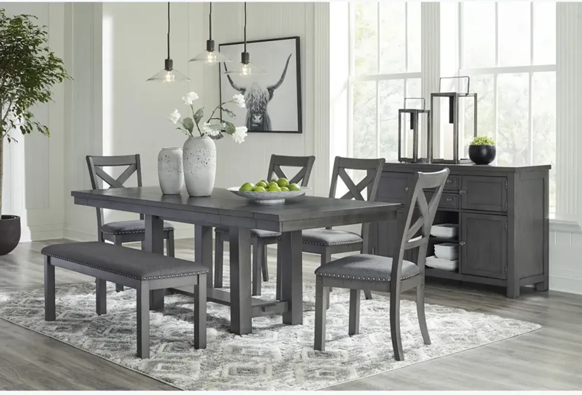 Myshanna 6 Piece Dining Set (Rectangular Table with 4 Side Chairs and Bench)