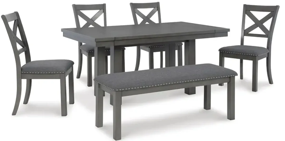 Myshanna 6 Piece Dining Set (Rectangular Table with 4 Side Chairs and Bench)