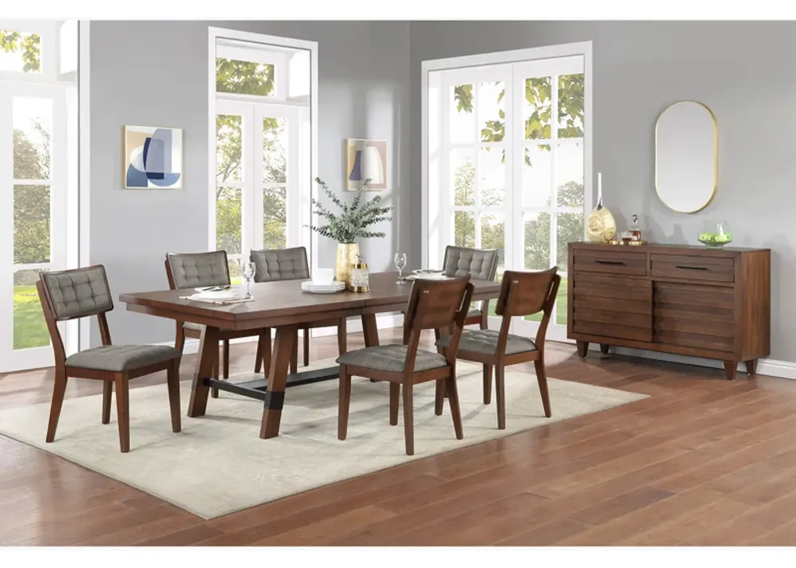 Nordic 7 Piece Dining Set (Table with 6 Side Chairs)