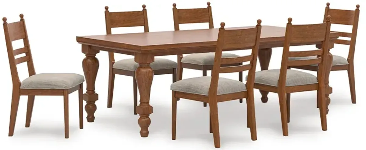 Country Manor Rectangular Table w/ 6 Brown Ladderback Chairs
