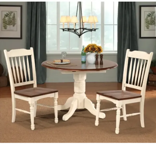 British Isles 3 Piece Dining Set (Drop Leaf Table with 2 Slatback Side Chairs)