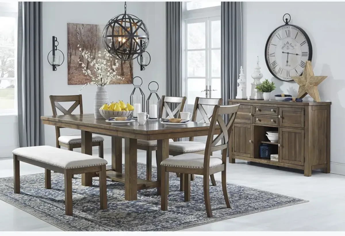 Moriville 6 Piece Dining Set (Table with 4 Side Chairs and Bench