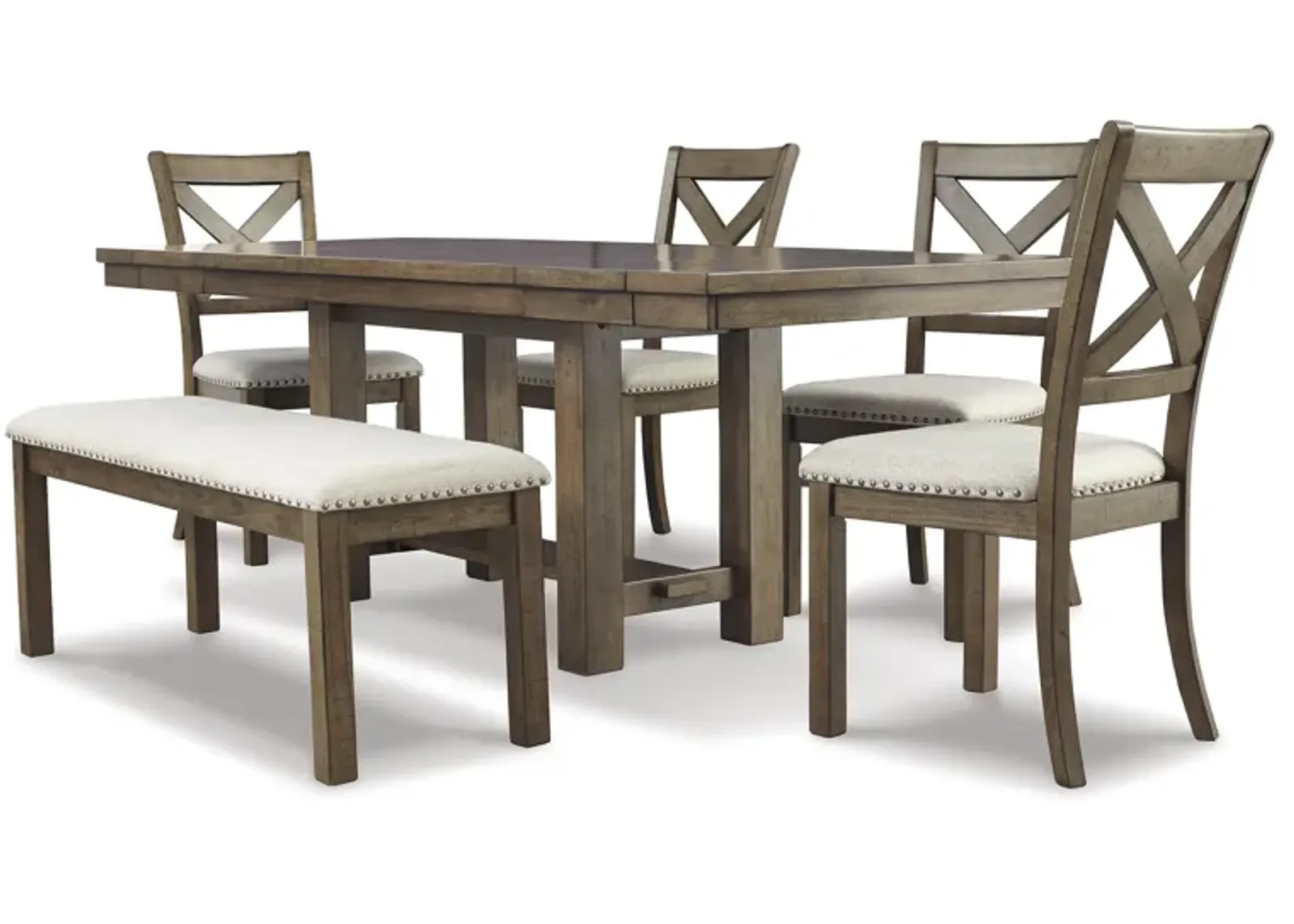 Moriville 6 Piece Dining Set (Table with 4 Side Chairs and Bench