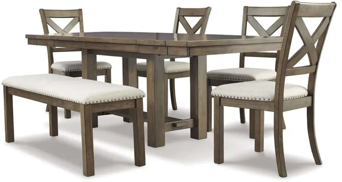 Moriville 6 Piece Dining Set (Table with 4 Side Chairs and Bench