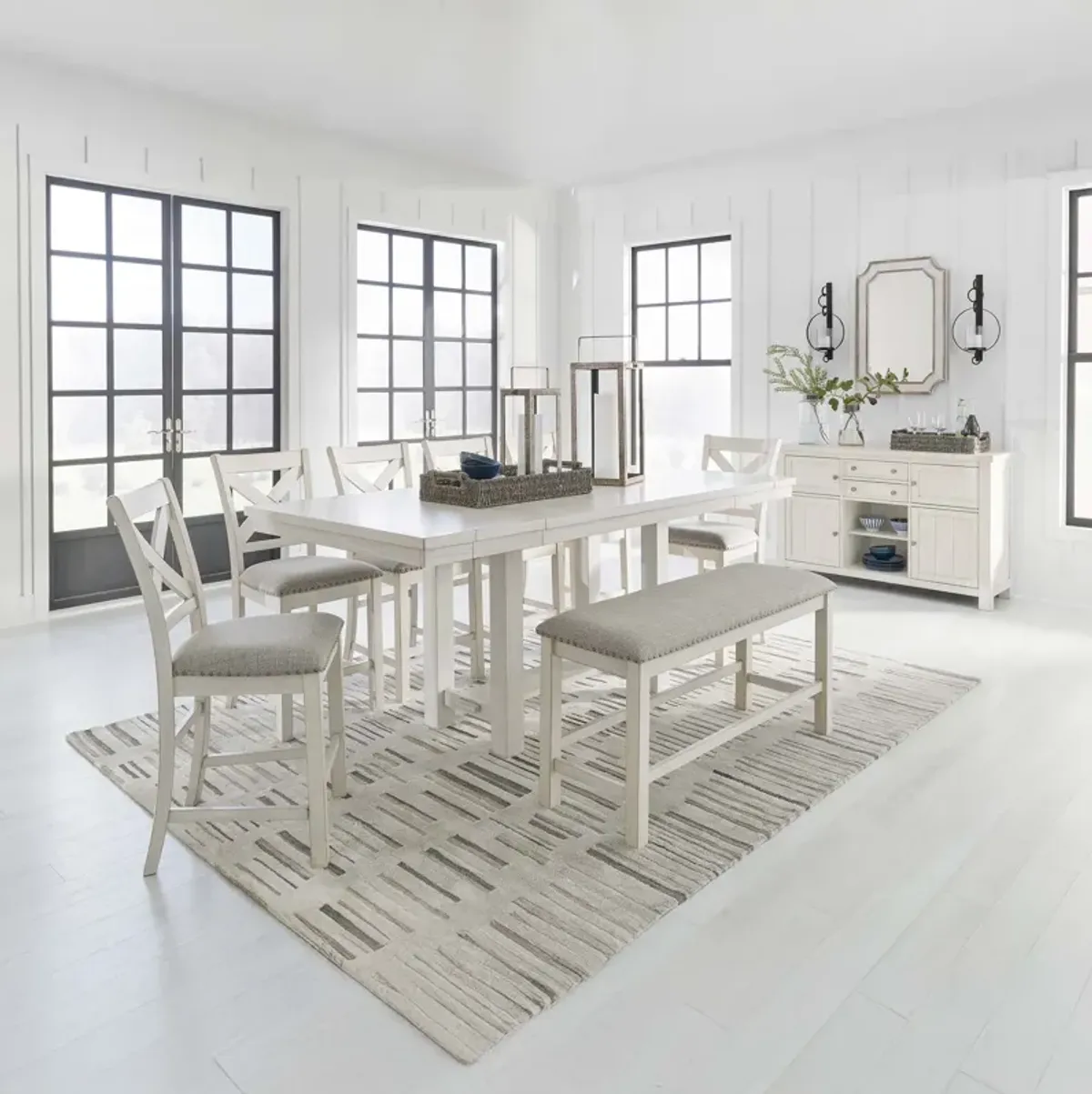 Robbinsdale 6 Piece Counter Set (Table with 4 Stools and Bench)