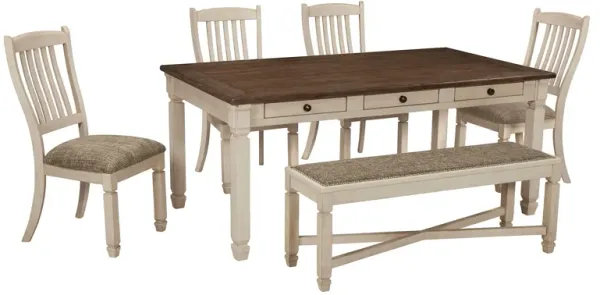 Bolanburg 6 Piece Dining Set (Rectangular Table with 4 Side Chairs and Bench)