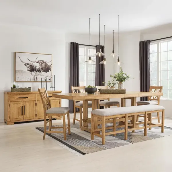 Havonplane 6 Piece Dining Set (Counter Table with 4 Stools and Bench)