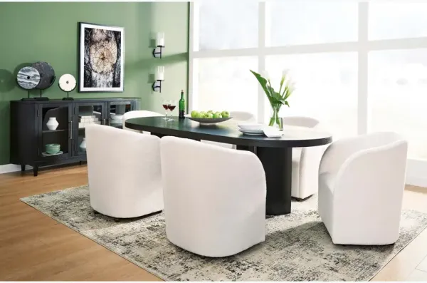 Rowanbeck 7 Piece Dining Set (Table with 6 Upholstered Arm Chairs)