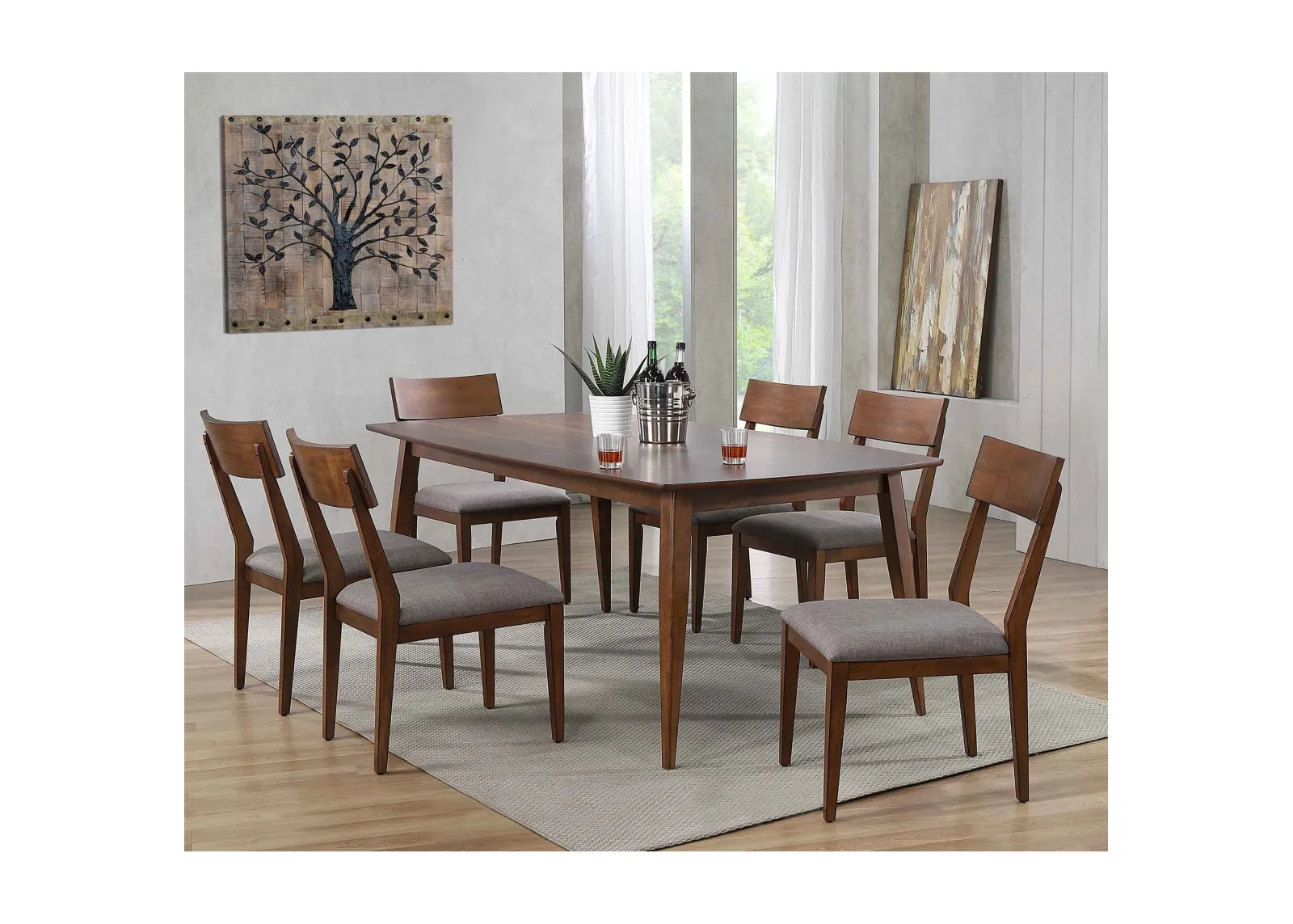 Mid-Century 7 Piece Dining Set (Rectangular Table with 6 Side Chairs)