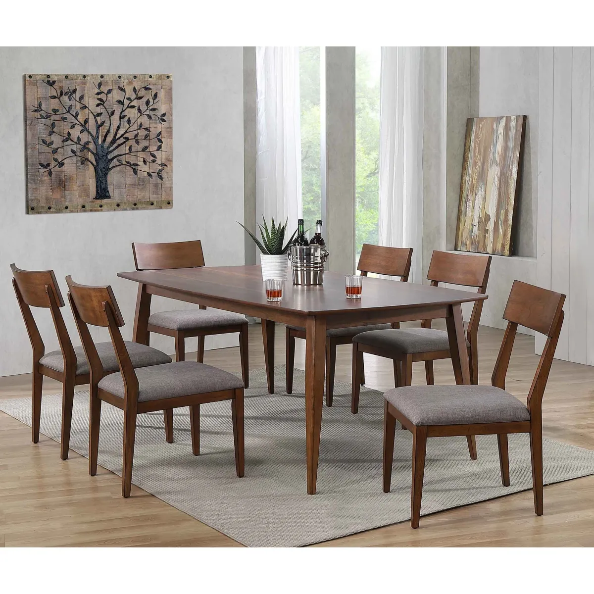 Mid-Century 7 Piece Dining Set (Rectangular Table with 6 Side Chairs)