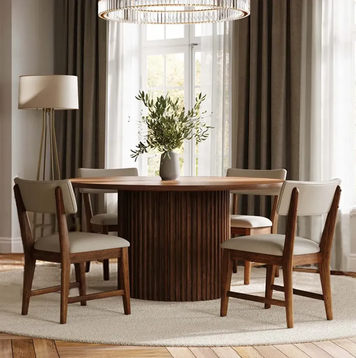 Ellington 5 Pc Dining Set (60" Table w/4 Beck Chestnut Side Chairs)