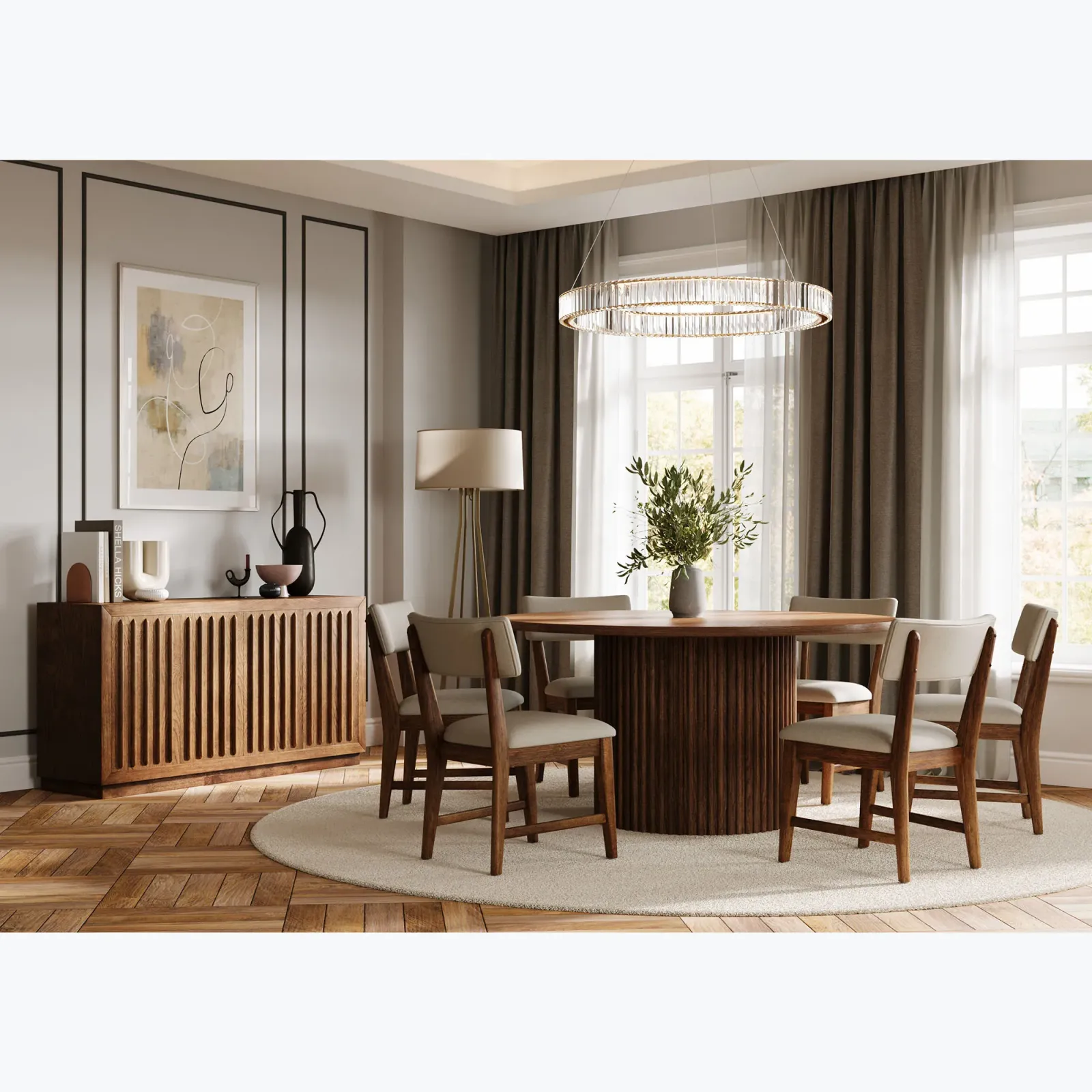 Ellington 5 Piece Dining Set (Table with 4 Beck Chestnut Side Chairs)