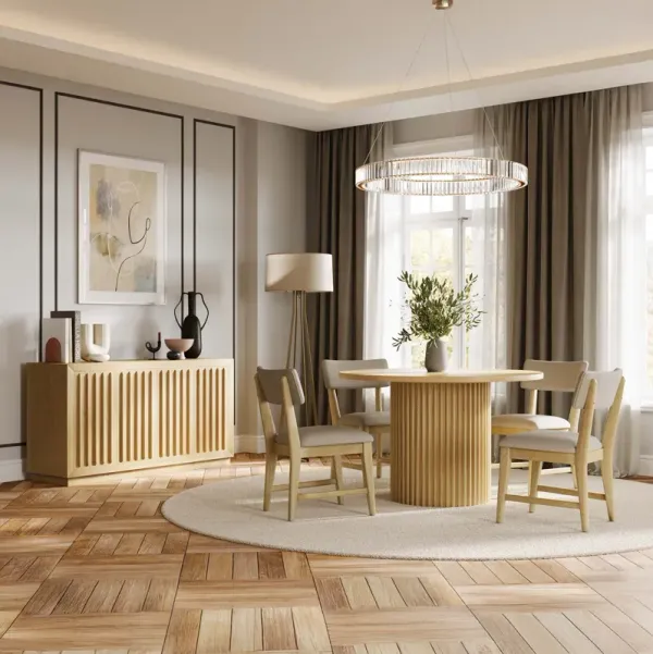 Ellington 5 Pc Dining Set (48" Table w/4 Beck Natural Side Chairs)