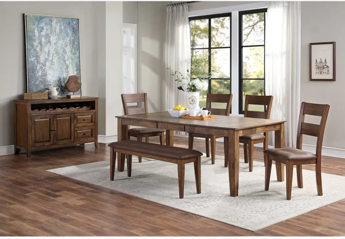 Nutmeg Mango 6 Piece Dining Set (Table with 4 Side Chairs and Bench)