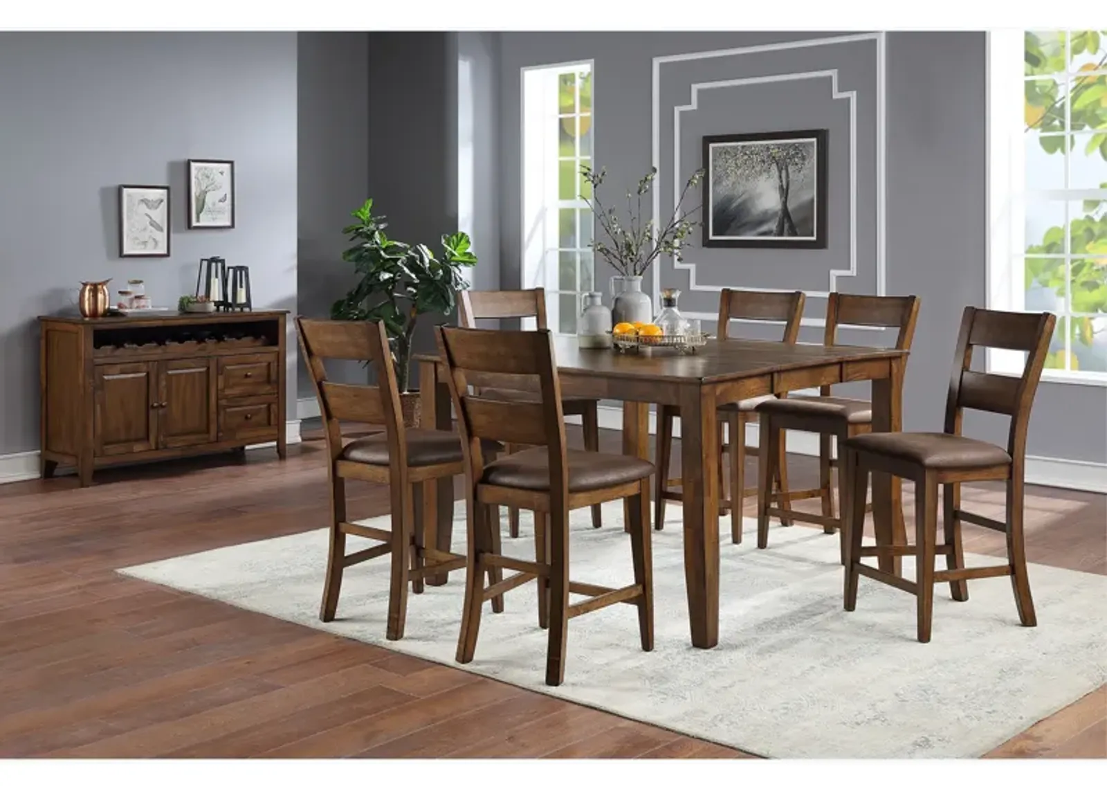 Nutmeg Mango 7 Piece Pub Set (Table with 6 Stools)