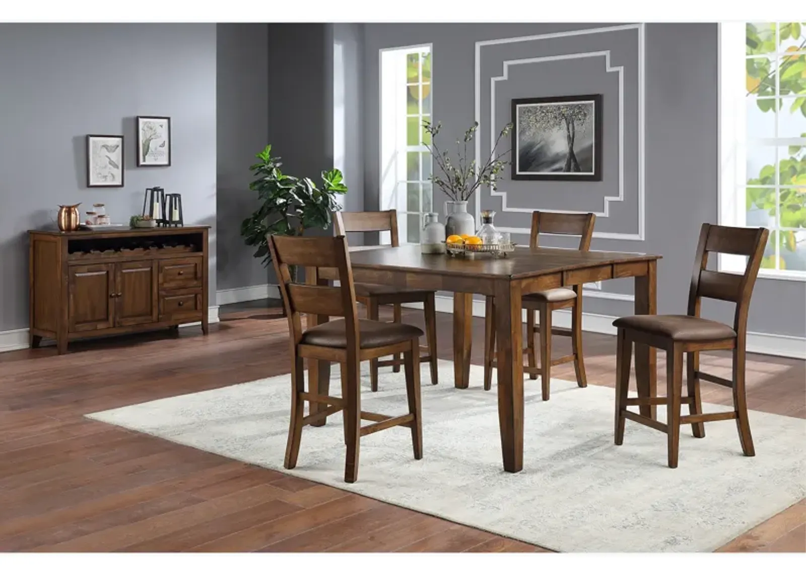 Nutmeg Mango 5 Piece Pub Set (Table with 4 Stools)