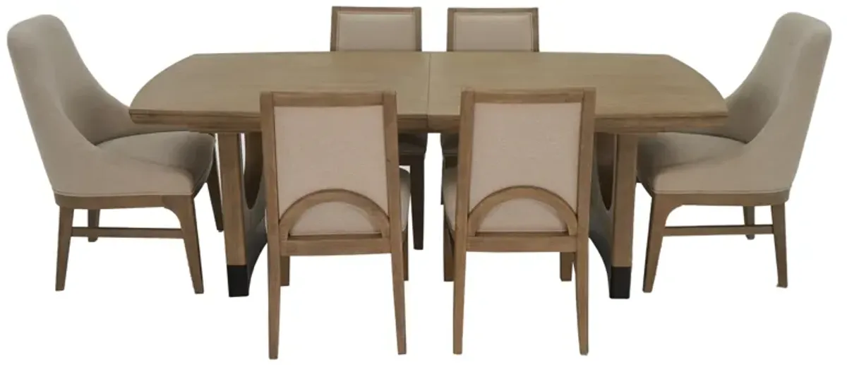 Tristan 7 Piece Set (Trestle Table with 4 Side Chairs & 2 Arm Chairs)