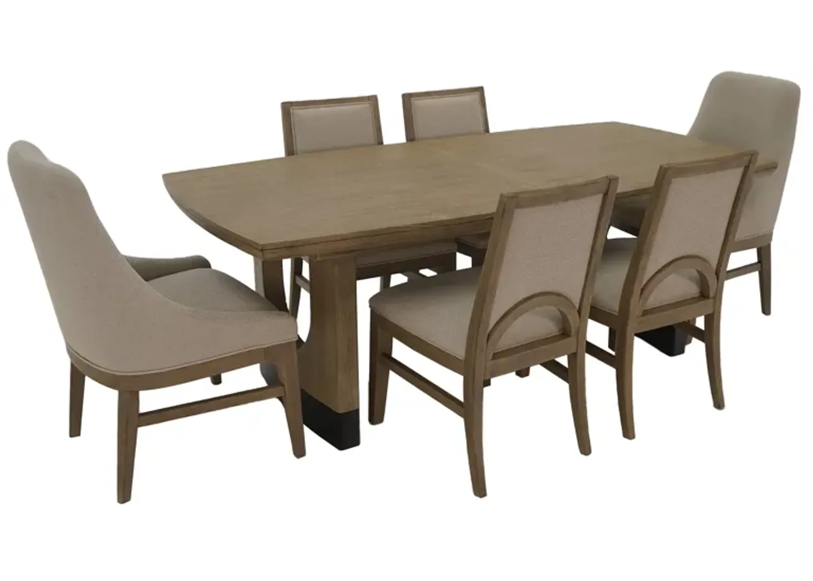 Tristan 7 Piece Set (Trestle Table with 4 Side Chairs & 2 Arm Chairs)