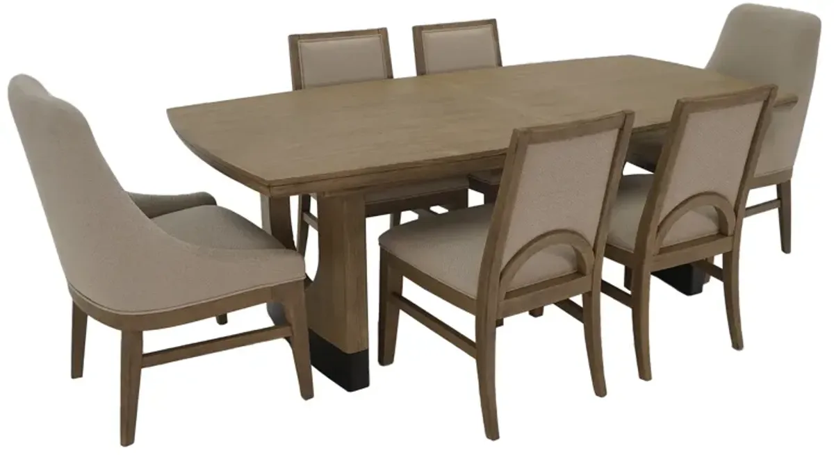 Tristan 7 Piece Set (Trestle Table with 4 Side Chairs & 2 Arm Chairs)