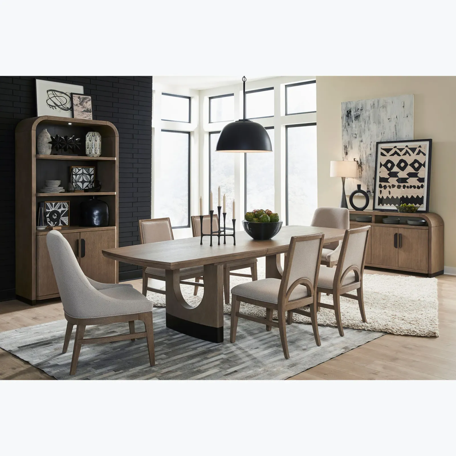 Tristan 7 Piece Set (Trestle Table with 4 Side Chairs & 2 Arm Chairs)