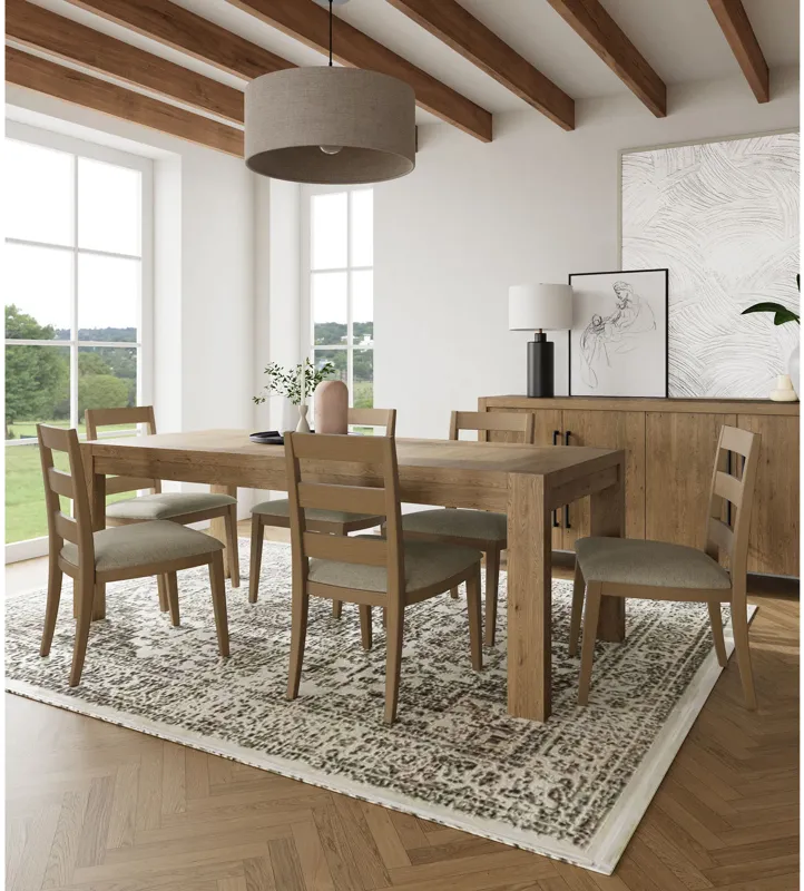 Davie 7 Piece Dining Set (Rectangular Table with 6 Upholstered Seat Side Chairs)