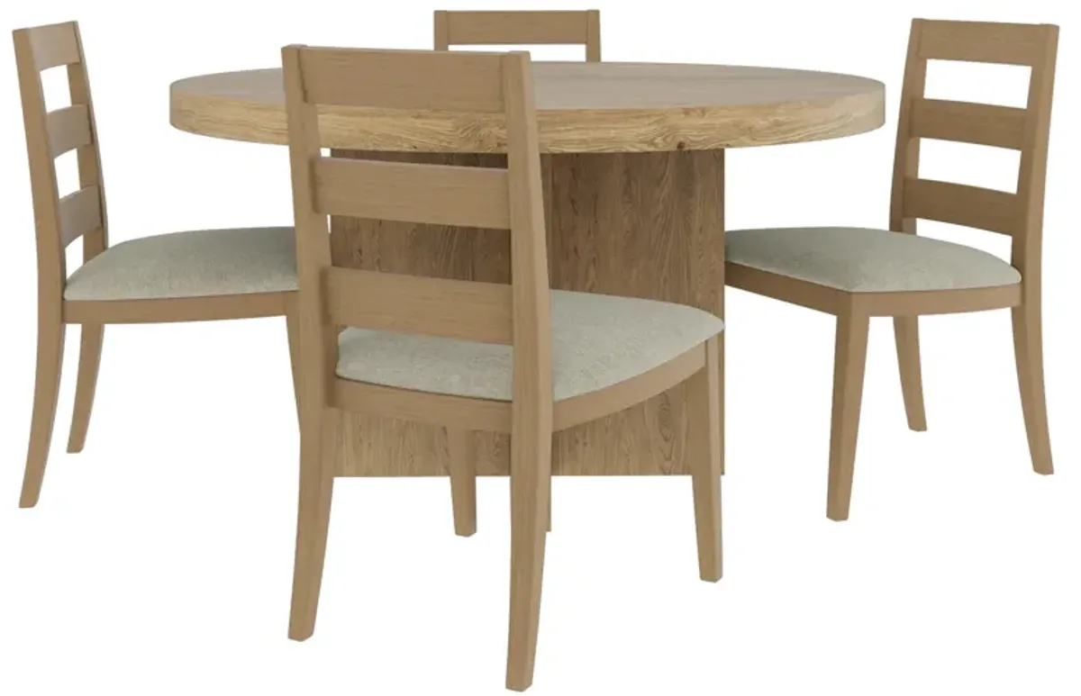 Davie 5 Piece Round Dining Set (Table with 4 Seat Upholstered Side Chairs)