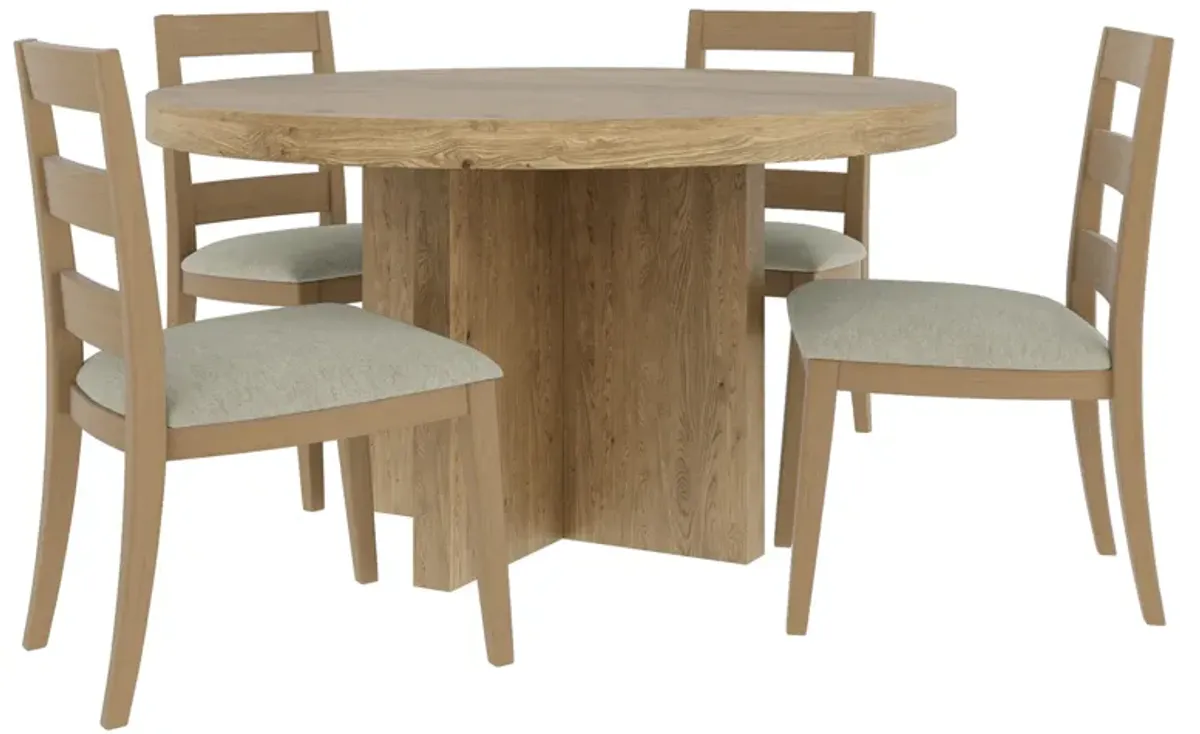 Davie 5 Piece Round Dining Set (Table with 4 Seat Upholstered Side Chairs)